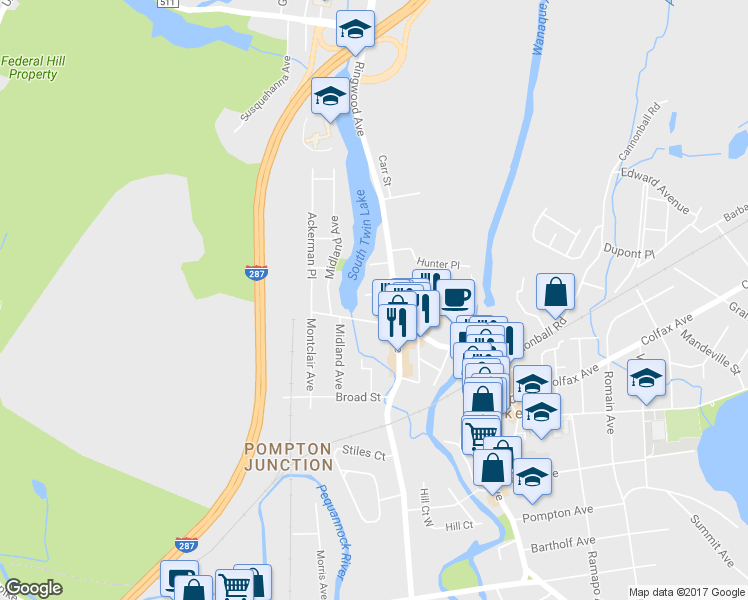 map of restaurants, bars, coffee shops, grocery stores, and more near 20 Albert Street in Pompton Lakes
