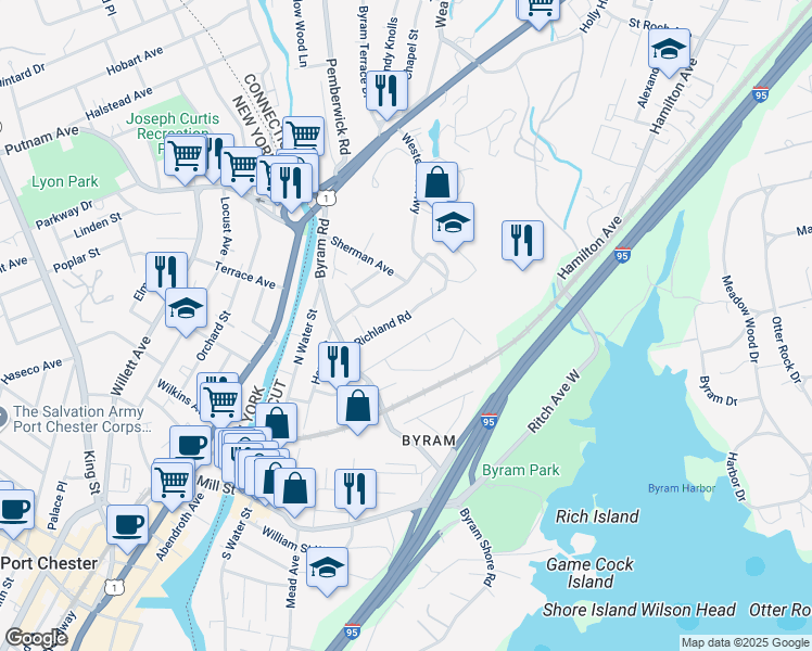 map of restaurants, bars, coffee shops, grocery stores, and more near 26 High Street in Greenwich