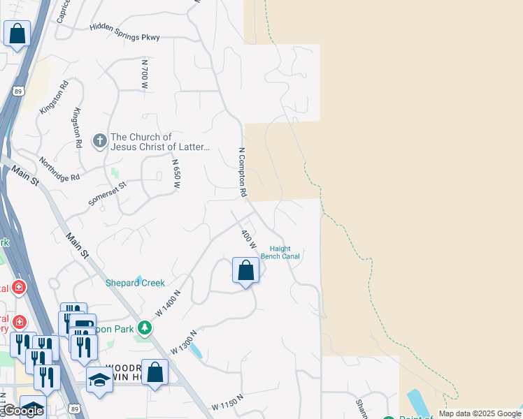 map of restaurants, bars, coffee shops, grocery stores, and more near 1708 North Compton Road in Farmington