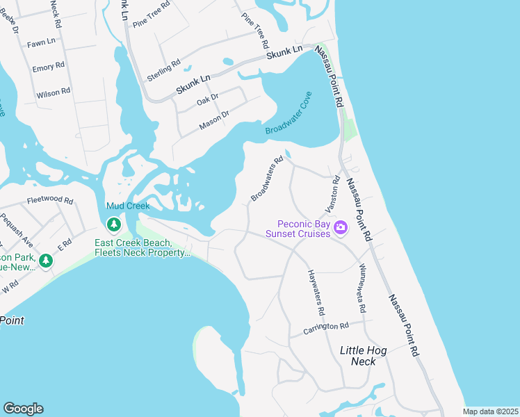 map of restaurants, bars, coffee shops, grocery stores, and more near 1845 Broadwaters Road in Cutchogue