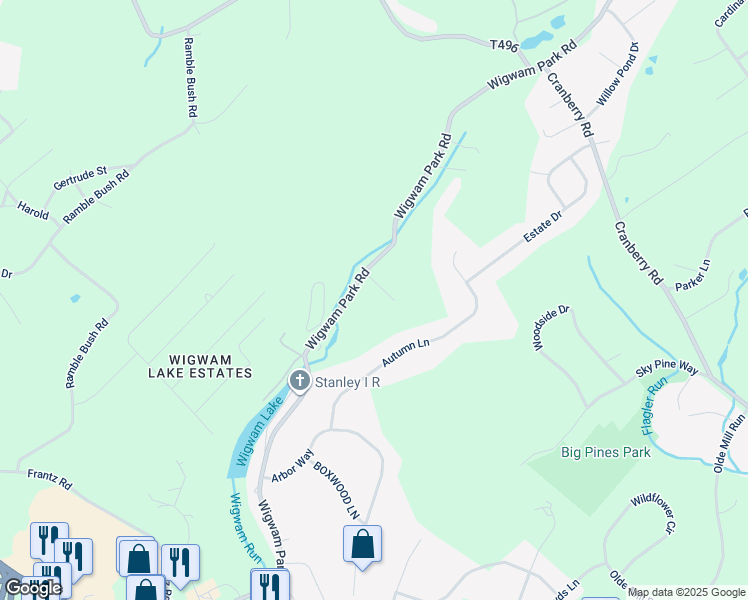 map of restaurants, bars, coffee shops, grocery stores, and more near 2298 Wigwam Park Road in Stroudsburg