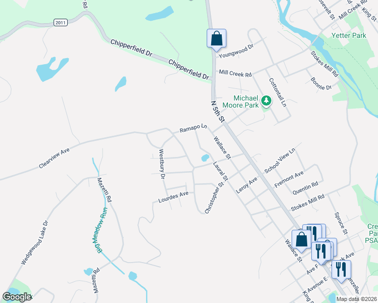 map of restaurants, bars, coffee shops, grocery stores, and more near 2125 Clearview Ave in Stroudsburg