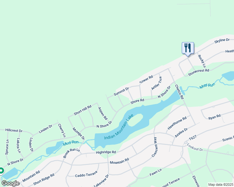 map of restaurants, bars, coffee shops, grocery stores, and more near Beech Lane in Albrightsville