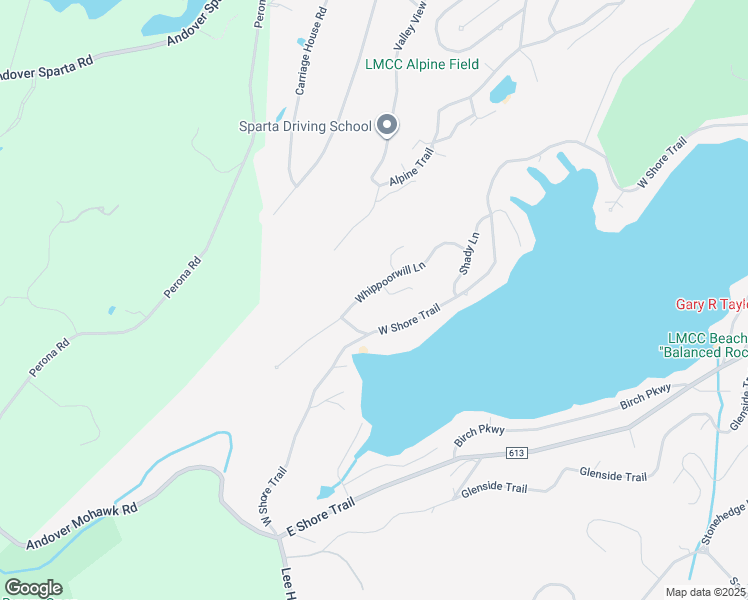 map of restaurants, bars, coffee shops, grocery stores, and more near 725 West Shore Trail in Sparta