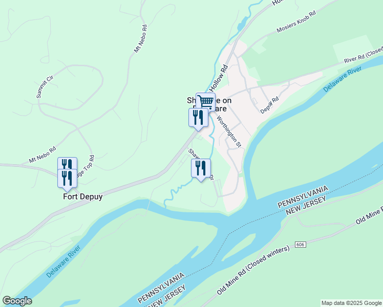 map of restaurants, bars, coffee shops, grocery stores, and more near in SHAWNEE ON DE