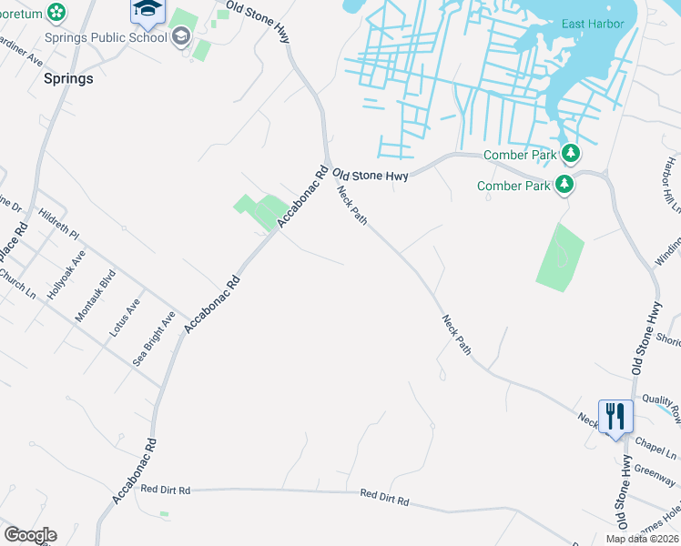 map of restaurants, bars, coffee shops, grocery stores, and more near 19 Lilla Lane in East Hampton