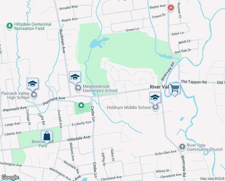 map of restaurants, bars, coffee shops, grocery stores, and more near 470 Piermont Avenue in River Vale