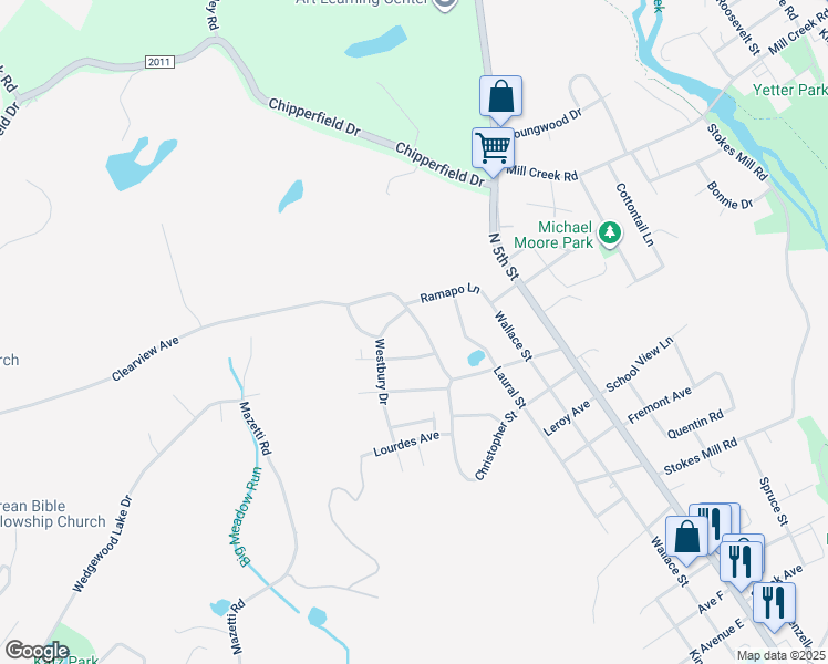 map of restaurants, bars, coffee shops, grocery stores, and more near 2137 Clearview Avenue in Stroudsburg