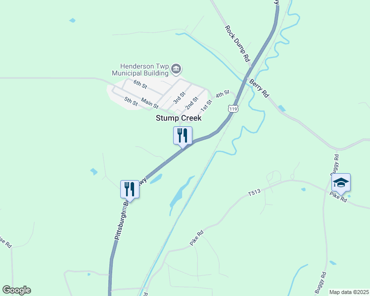 map of restaurants, bars, coffee shops, grocery stores, and more near 6454 Buffalo-Pittsburgh Highway in Punxsutawney