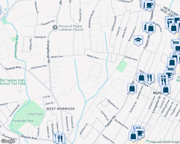 map of restaurants, bars, coffee shops, grocery stores, and more near 505 Mc Clellan Street in Norwood