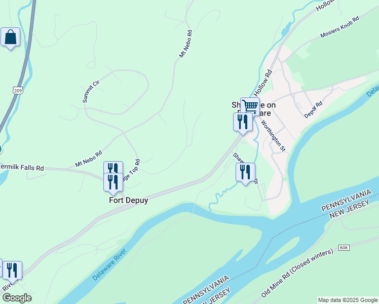 map of restaurants, bars, coffee shops, grocery stores, and more near 26 Valley View Drive in East Stroudsburg
