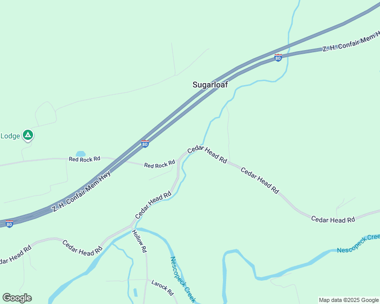 map of restaurants, bars, coffee shops, grocery stores, and more near Red Rock Road in Sugarloaf