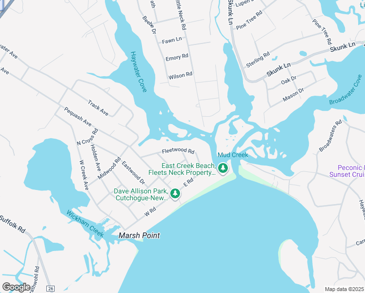 map of restaurants, bars, coffee shops, grocery stores, and more near 945 Fleetwood Road in Cutchogue