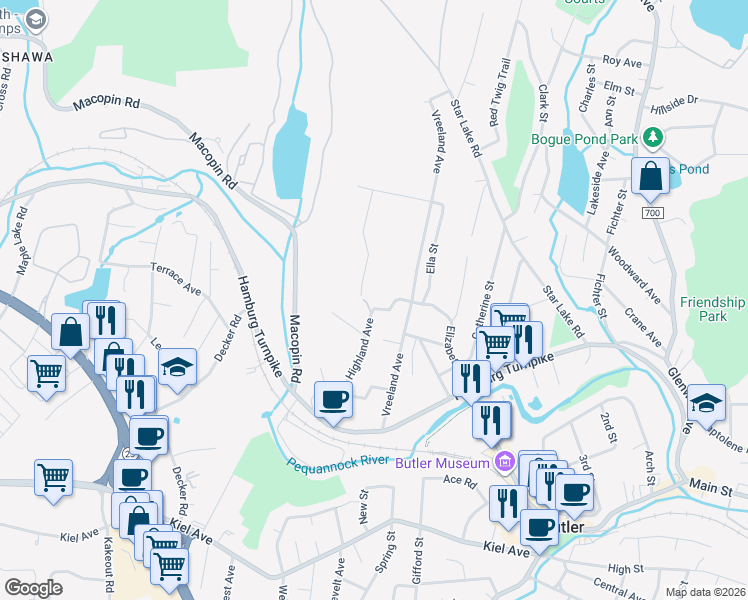 map of restaurants, bars, coffee shops, grocery stores, and more near 16 Sophia Street in Bloomingdale