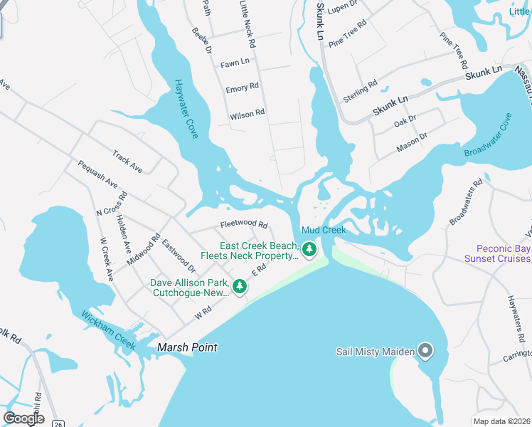 map of restaurants, bars, coffee shops, grocery stores, and more near 1285 Fleetwood Road in Cutchogue