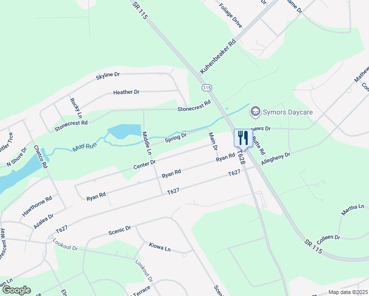 map of restaurants, bars, coffee shops, grocery stores, and more near 209 Center Drive in Blakeslee