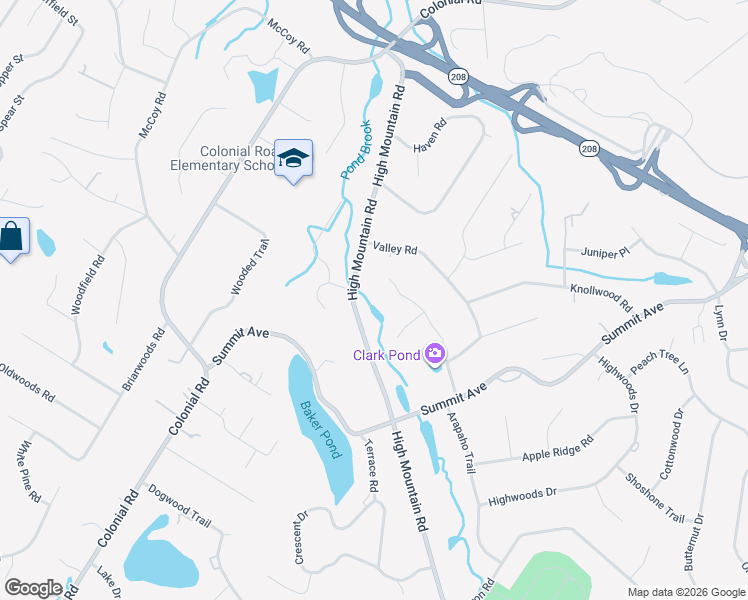map of restaurants, bars, coffee shops, grocery stores, and more near 1055 High Mountain Road in Franklin Lakes