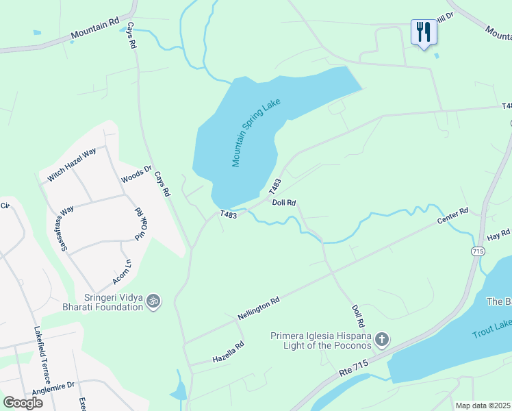 map of restaurants, bars, coffee shops, grocery stores, and more near 1354 Mountain Springs Drive in Stroudsburg