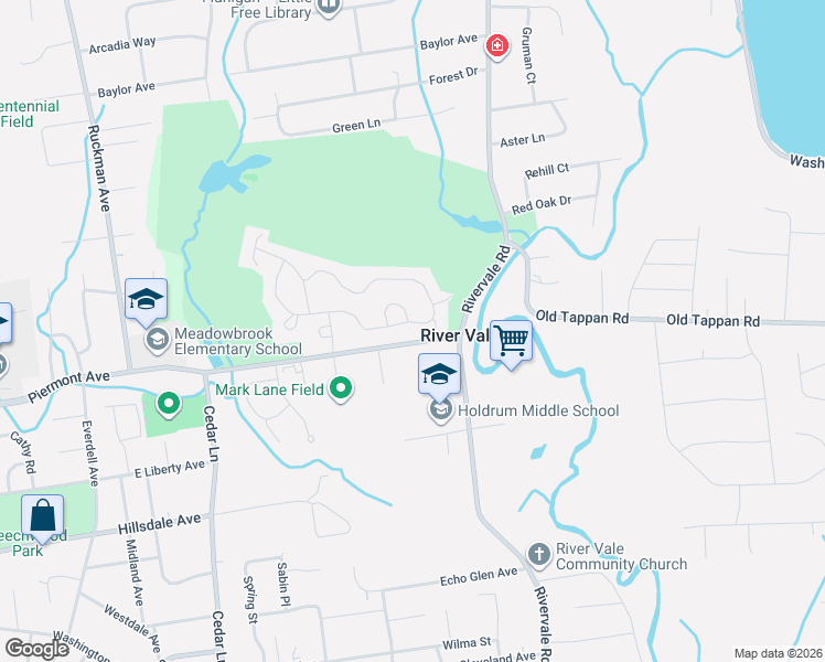 map of restaurants, bars, coffee shops, grocery stores, and more near 585 Piermont Avenue in River Vale