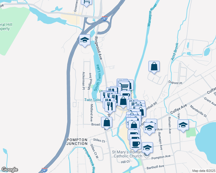 map of restaurants, bars, coffee shops, grocery stores, and more near 221 Ringwood Avenue in Pompton Lakes