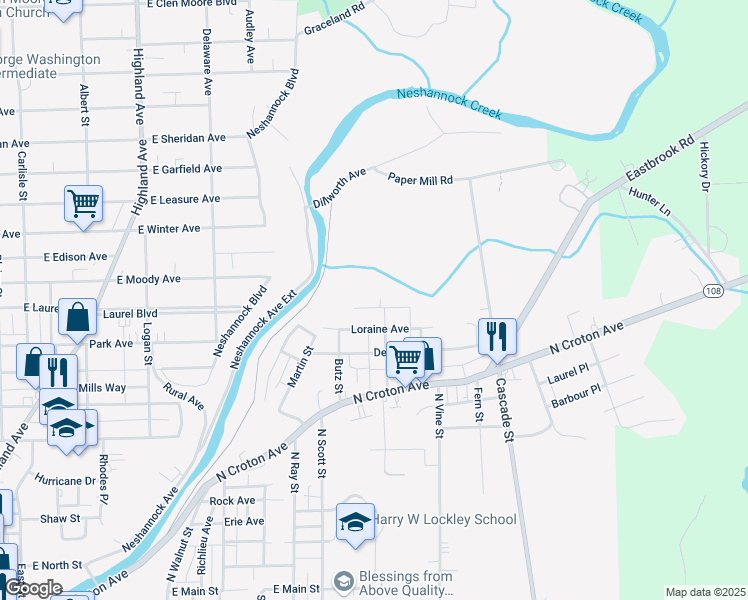 map of restaurants, bars, coffee shops, grocery stores, and more near 917 Woodland Avenue in New Castle
