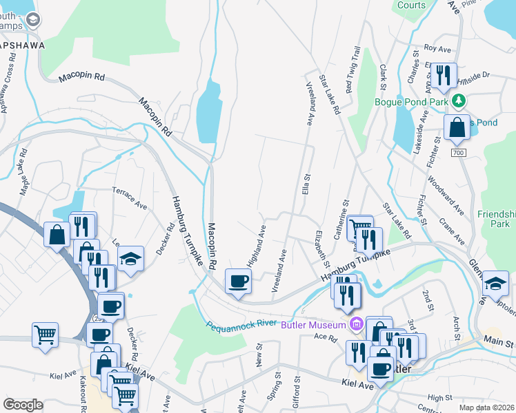 map of restaurants, bars, coffee shops, grocery stores, and more near 16 Sophia Street in Bloomingdale