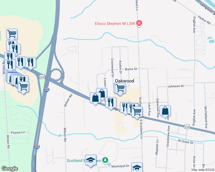 map of restaurants, bars, coffee shops, grocery stores, and more near 15 Lower Idlewild Drive in New Castle