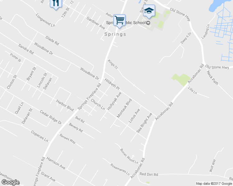 map of restaurants, bars, coffee shops, grocery stores, and more near 31 Hollyoak Avenue in East Hampton