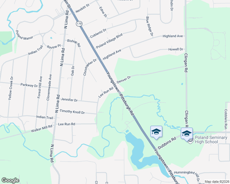 map of restaurants, bars, coffee shops, grocery stores, and more near 7426 Youngstown - Pittsburgh Road in Youngstown