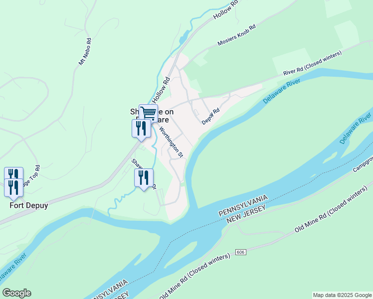 map of restaurants, bars, coffee shops, grocery stores, and more near 167 Minisink Avenue in East Stroudsburg