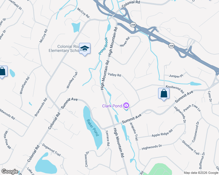 map of restaurants, bars, coffee shops, grocery stores, and more near 1055 High Mountain Road in Franklin Lakes