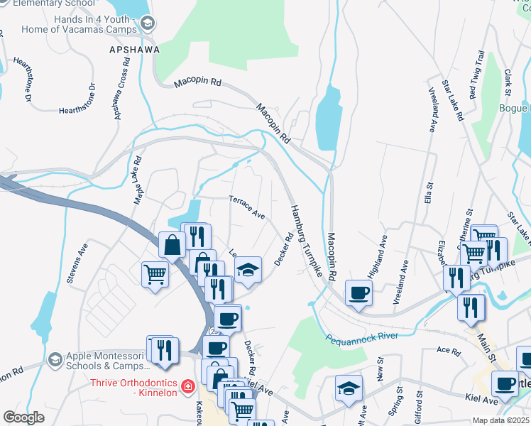 map of restaurants, bars, coffee shops, grocery stores, and more near 38 Terrace Ave in Butler