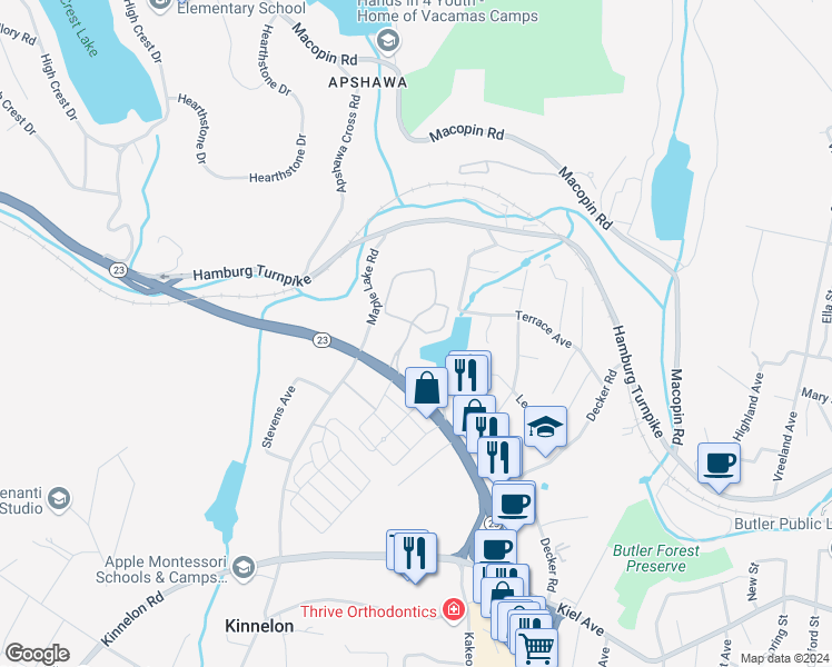 map of restaurants, bars, coffee shops, grocery stores, and more near 211 Terrace Lake Drive in Butler