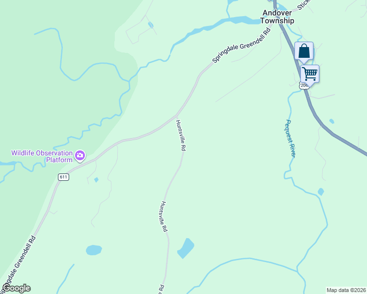 map of restaurants, bars, coffee shops, grocery stores, and more near 33 Huntsville Road in Newton