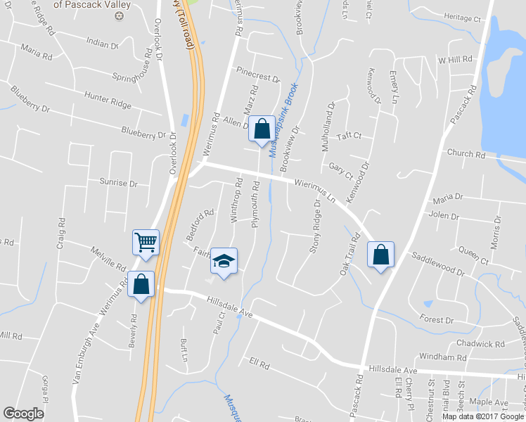 map of restaurants, bars, coffee shops, grocery stores, and more near 49 Plymouth Road in Hillsdale