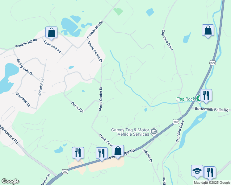 map of restaurants, bars, coffee shops, grocery stores, and more near 14 Brahms Court in East Stroudsburg