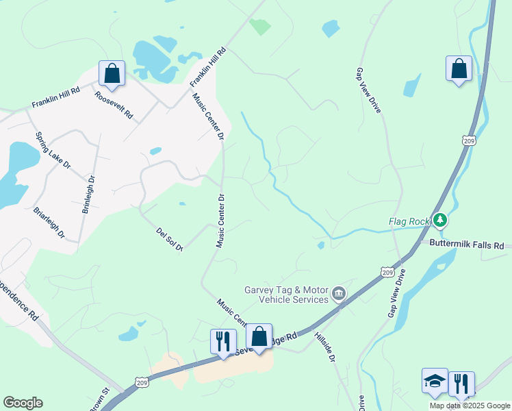 map of restaurants, bars, coffee shops, grocery stores, and more near 14 Brahms Court in East Stroudsburg