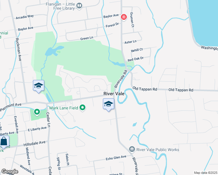 map of restaurants, bars, coffee shops, grocery stores, and more near in River Vale