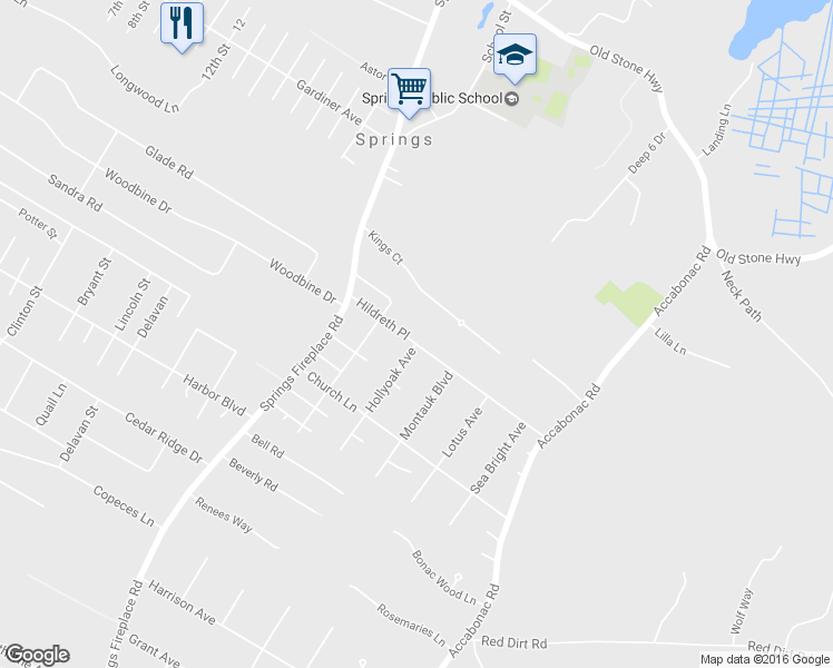 map of restaurants, bars, coffee shops, grocery stores, and more near 28 Hildreth Place in East Hampton