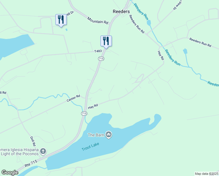 map of restaurants, bars, coffee shops, grocery stores, and more near 119 Van Ams Way in Stroudsburg