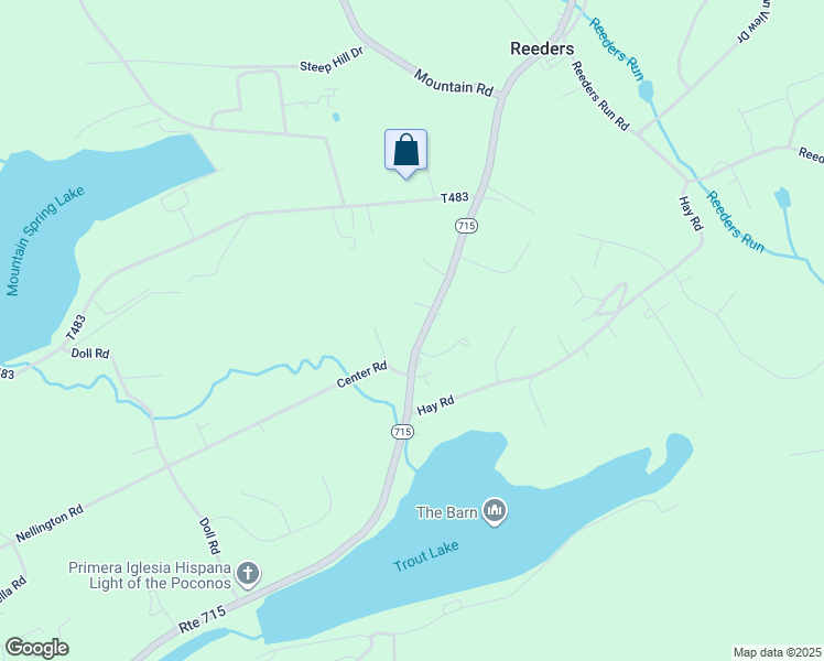 map of restaurants, bars, coffee shops, grocery stores, and more near 2029 Pennsylvania 715 in Stroudsburg