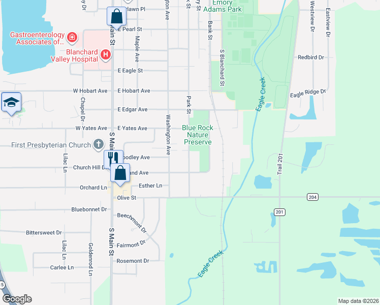 map of restaurants, bars, coffee shops, grocery stores, and more near 2416 Park Street in Findlay