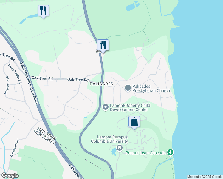 map of restaurants, bars, coffee shops, grocery stores, and more near 167 Route 9W in Palisades