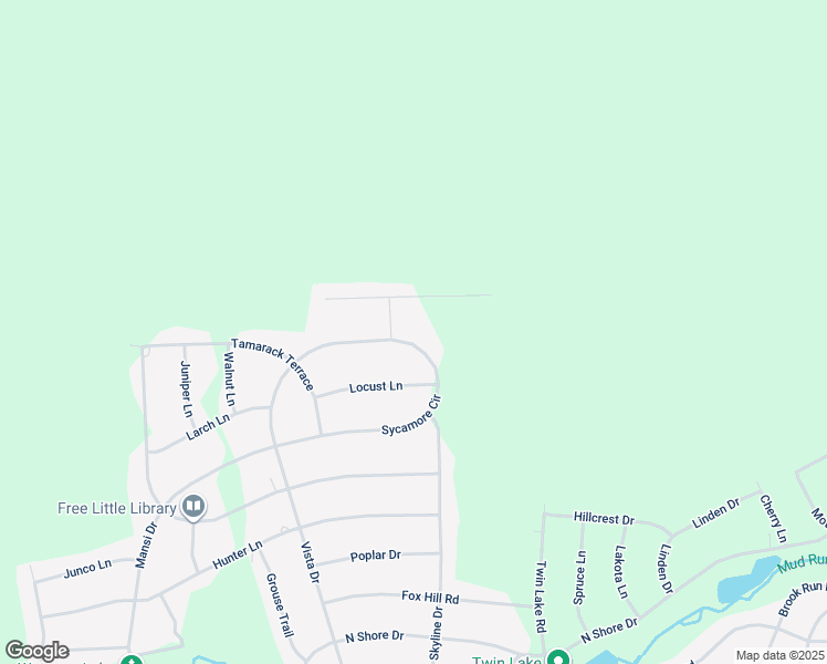 map of restaurants, bars, coffee shops, grocery stores, and more near 49 Sycamore Circle in Albrightsville