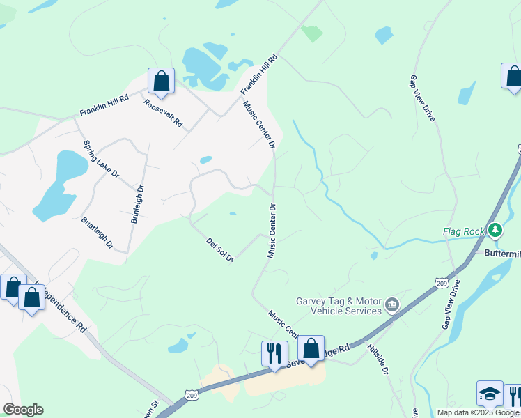 map of restaurants, bars, coffee shops, grocery stores, and more near 110 Shire Lane in East Stroudsburg