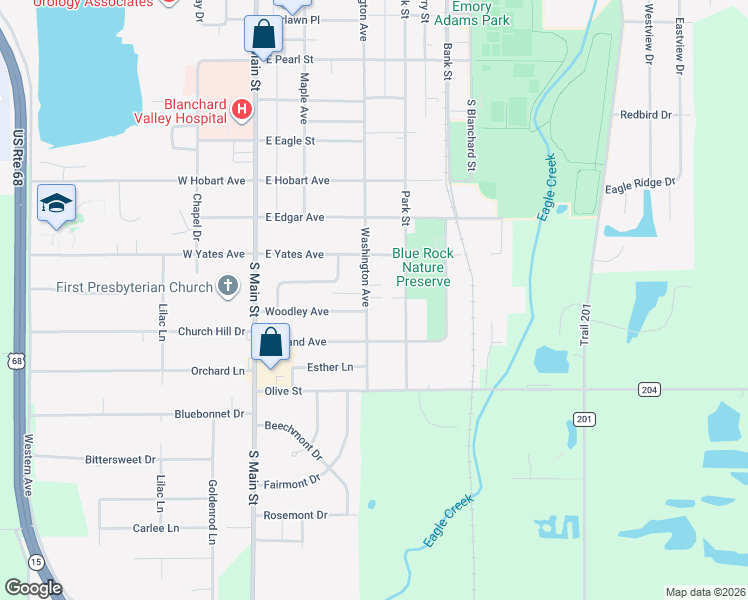 map of restaurants, bars, coffee shops, grocery stores, and more near 2318 Washington Avenue in Findlay