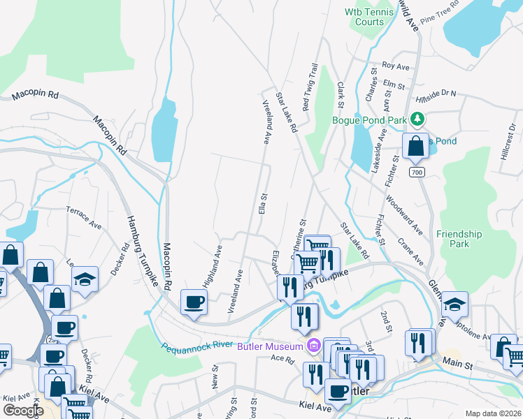 map of restaurants, bars, coffee shops, grocery stores, and more near 30 Ella Street in Bloomingdale