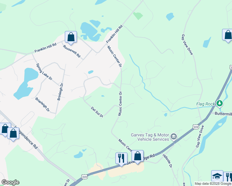 map of restaurants, bars, coffee shops, grocery stores, and more near 110 Shire Lane in East Stroudsburg