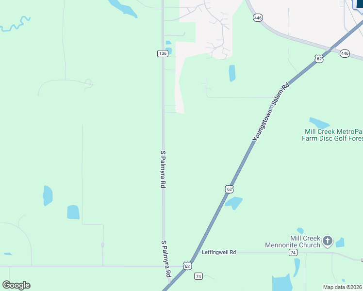 map of restaurants, bars, coffee shops, grocery stores, and more near 7425 South Palmyra Road in Canfield