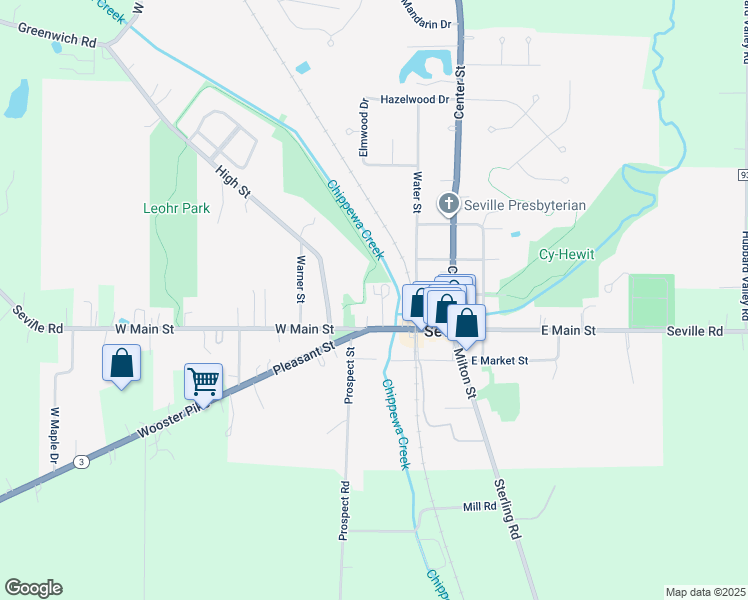 map of restaurants, bars, coffee shops, grocery stores, and more near 11 Electric Street in Seville